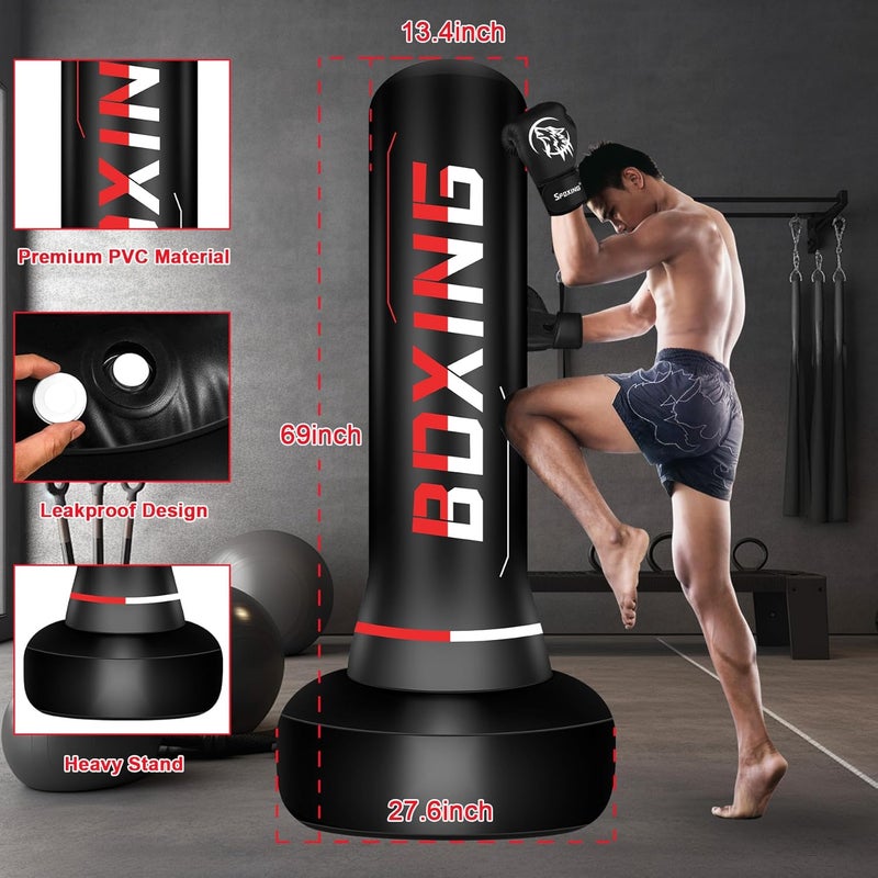 SPOXING Freestanding Punching Bag for Adult Teens, 70" Heavy Punching Bag with Boxing Gloves and Electric Air Pump for Beginners Kickboxing Training MMA Muay Thai Fitness Office Home Gym - Image 2
